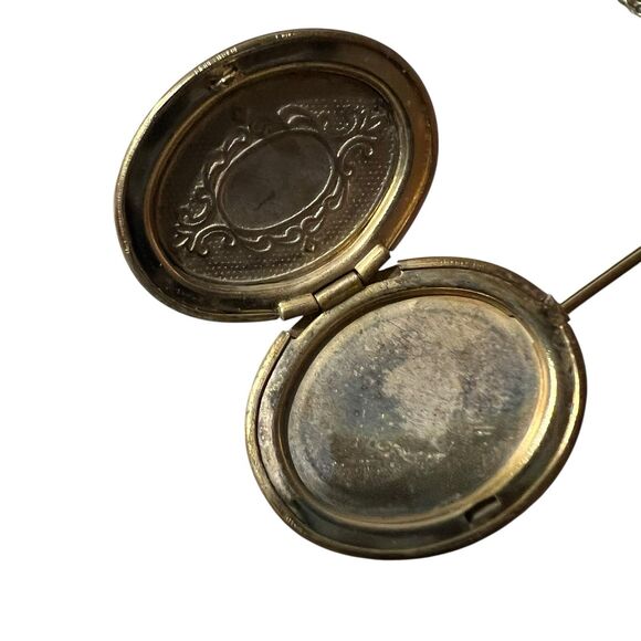 Vintage Stick Pin Set Cloisonné Floral Gold Tone + 1/20 12K GF Engraved Locket - Picture 5 of 8